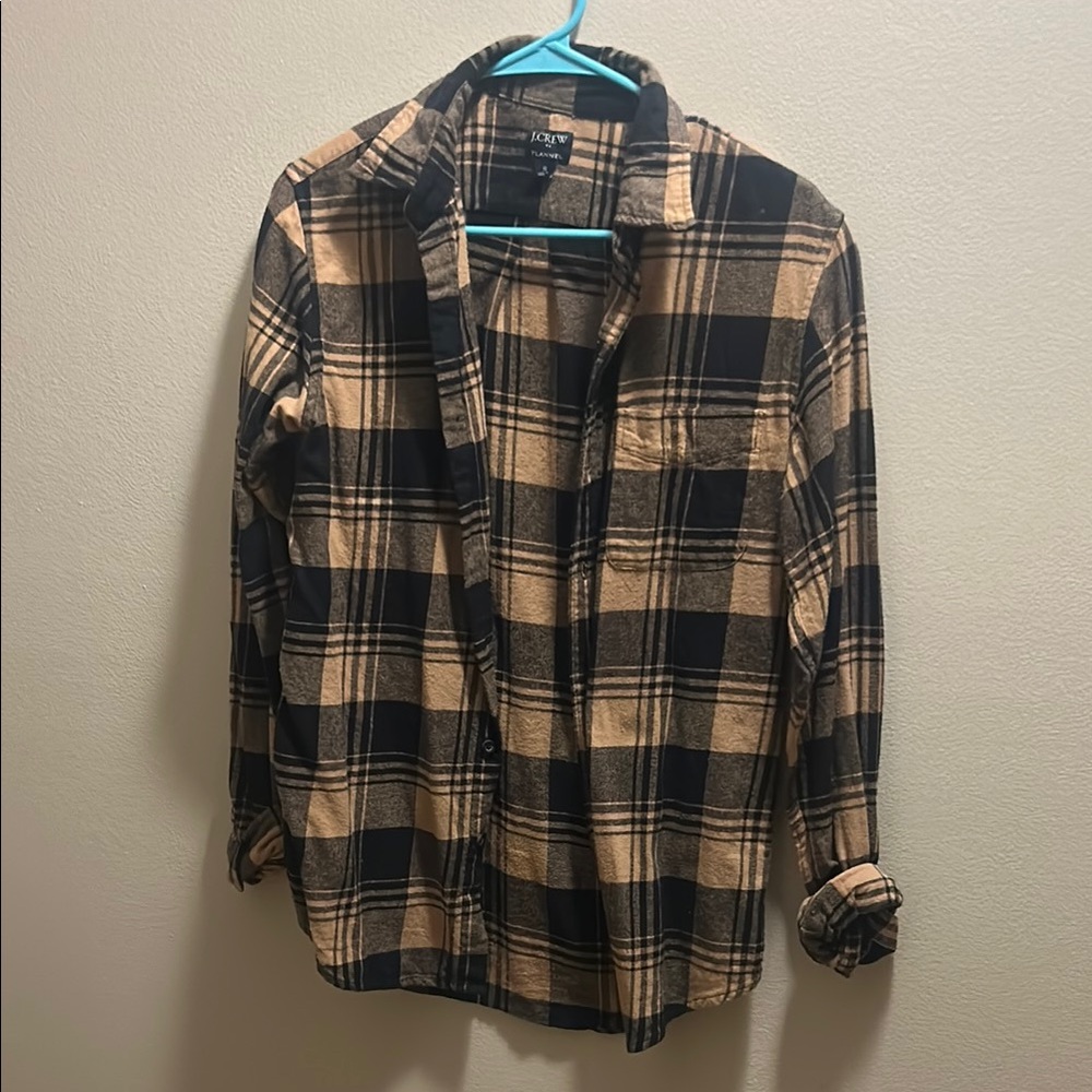 J. Crew Classic Black and Tan Checkered Shirt